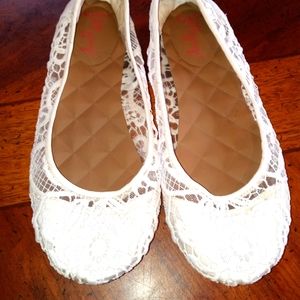 Flat slip on shoes jellypop size seven and a half white